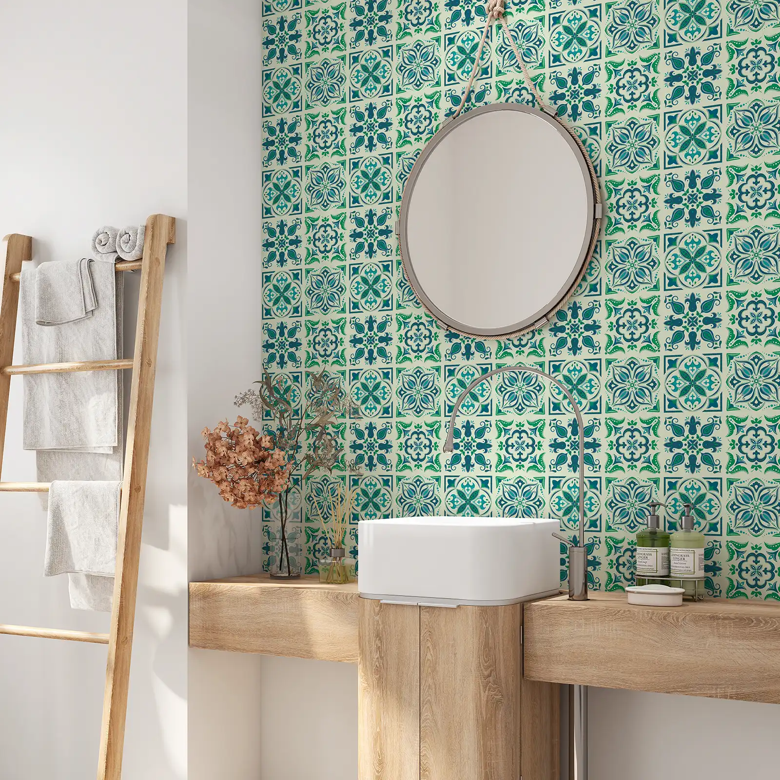 Peel and stick tile stickers - Ornamental Tile Background