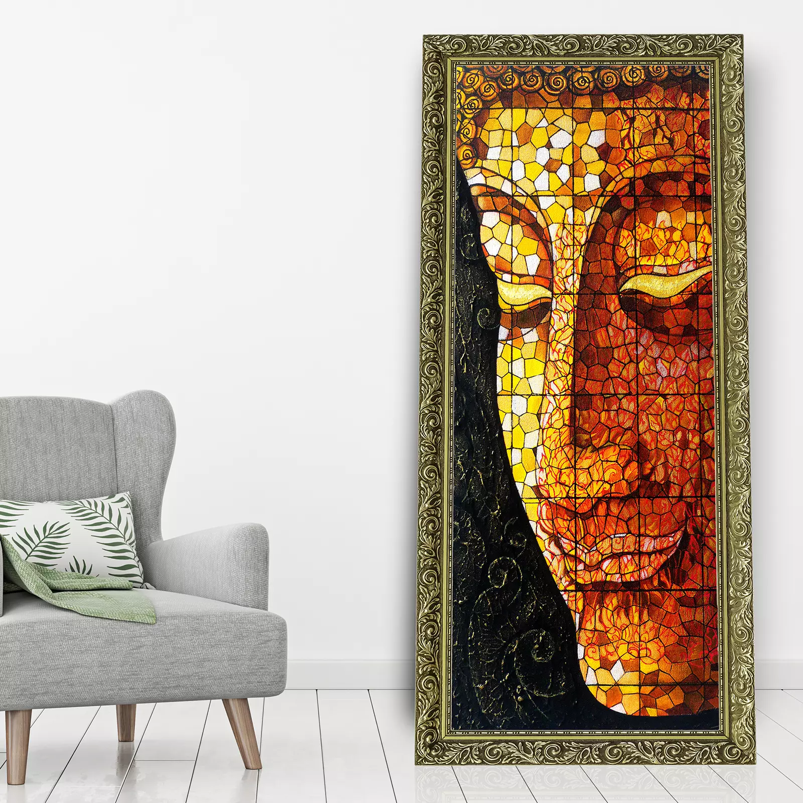 Buddha Face On Stained Glass