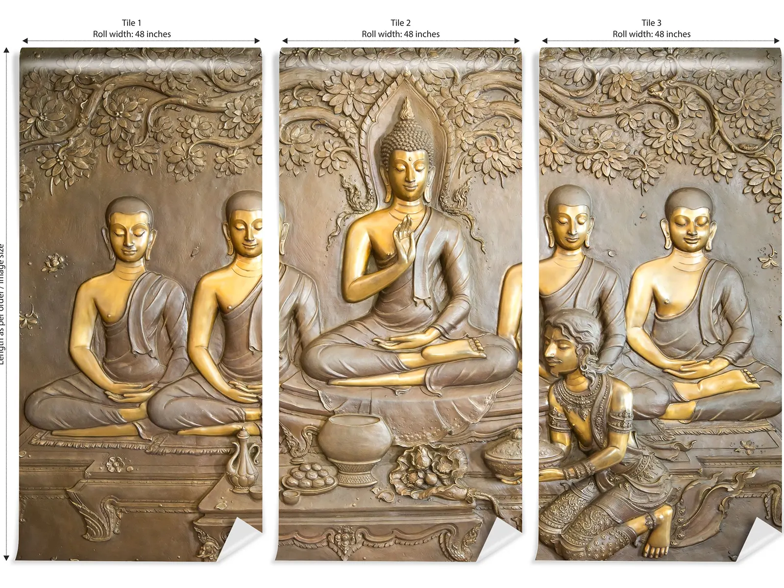 Buddha Wooden Carving Wall Mural – Spiritual Wall Art for Meditation and Serenity, merawalaprint. mera wala print