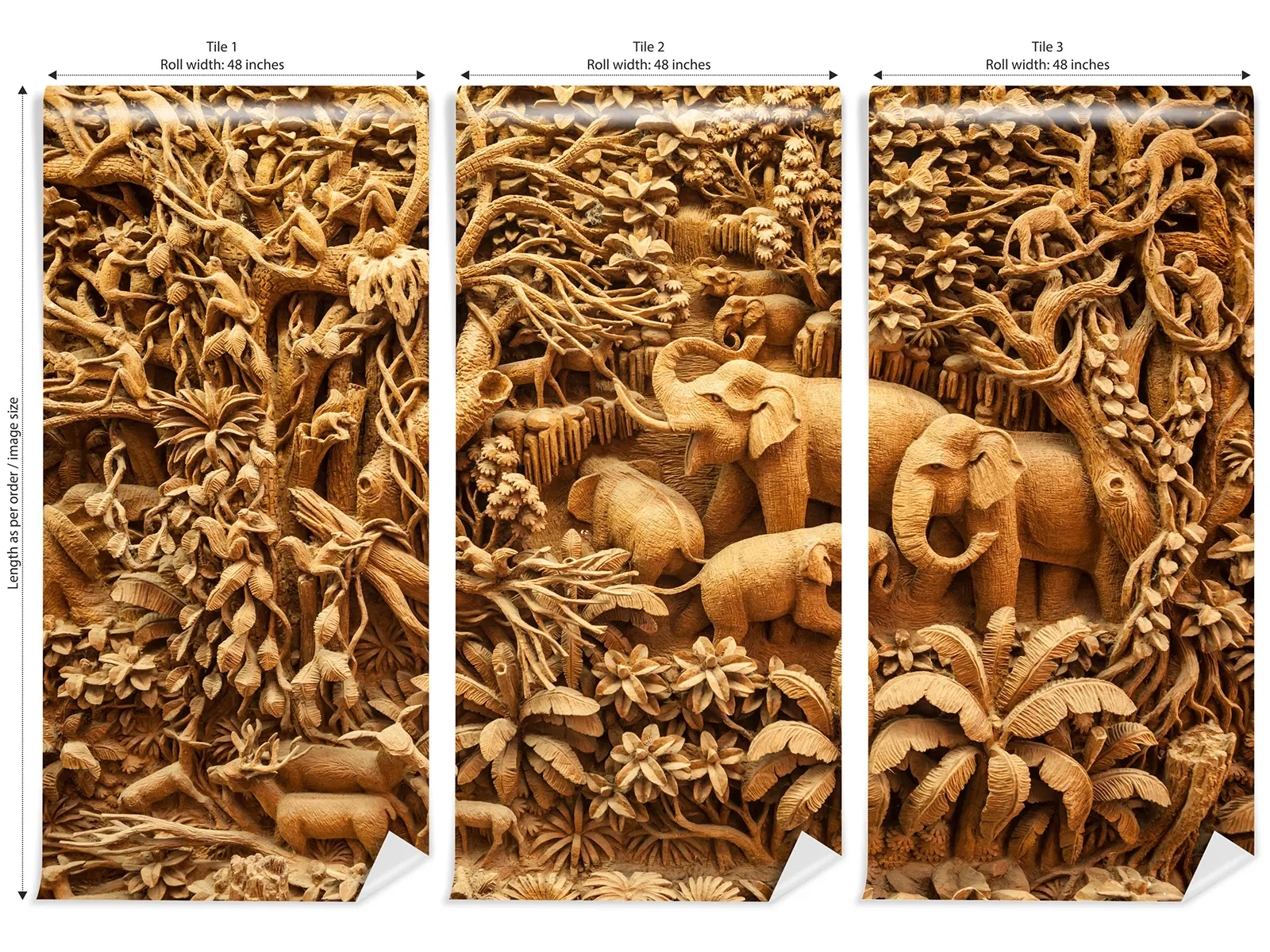 Carved Thai Elephant on the Wood – Exquisite Handcrafted Wooden Wall Art, merawalaprint. mera wala print