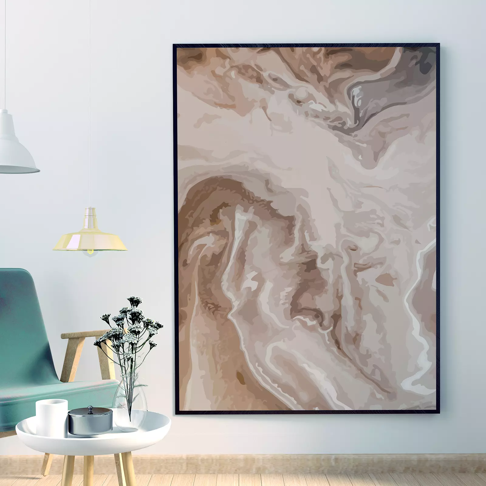 Marble Vector Art in Brown with Cream