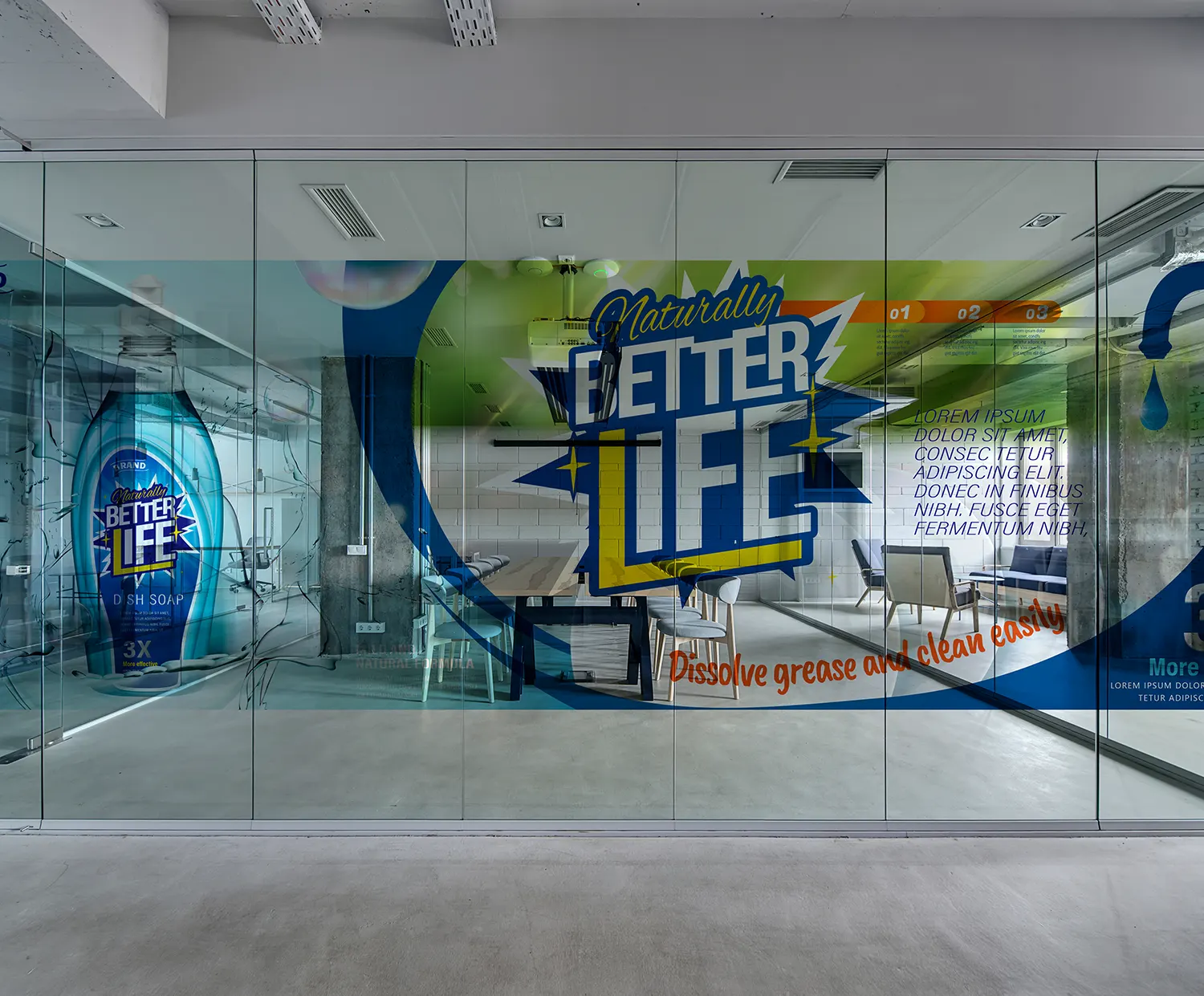 Glass films printing services decorative window films partitions Mera Wala Print Delhi.