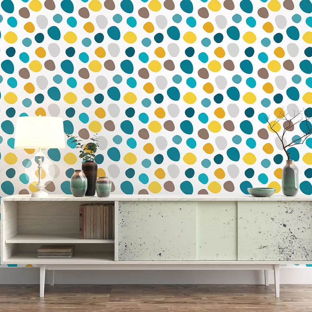Abstract Circles Seamless Pattern – Modern Circle Design on White Background, merawalaprint. mera wala print