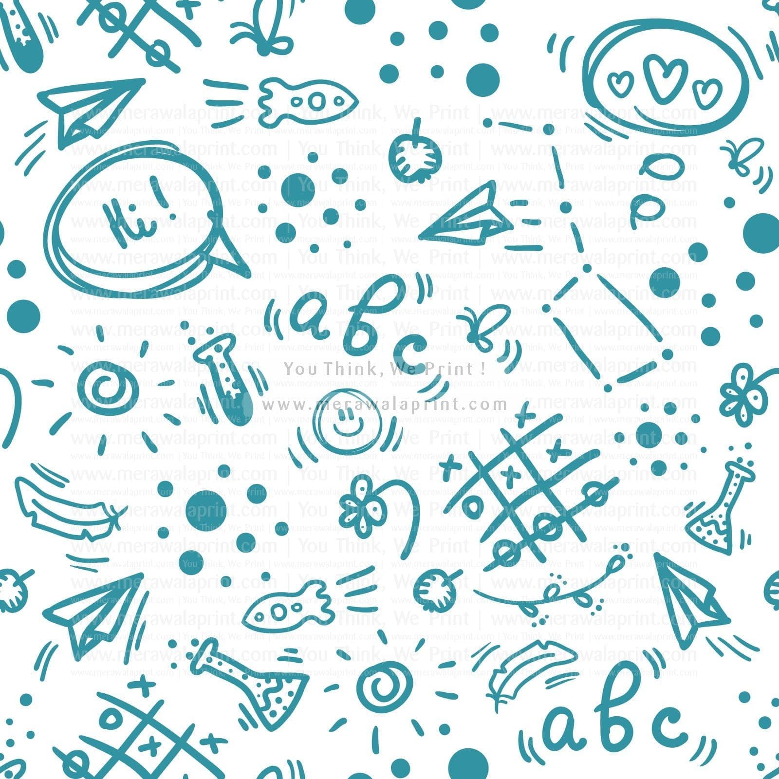 Back to School Doodle Pattern – Hand Drawn Seamless Kids Wallpaper Design. merawalaprint. mera wala print