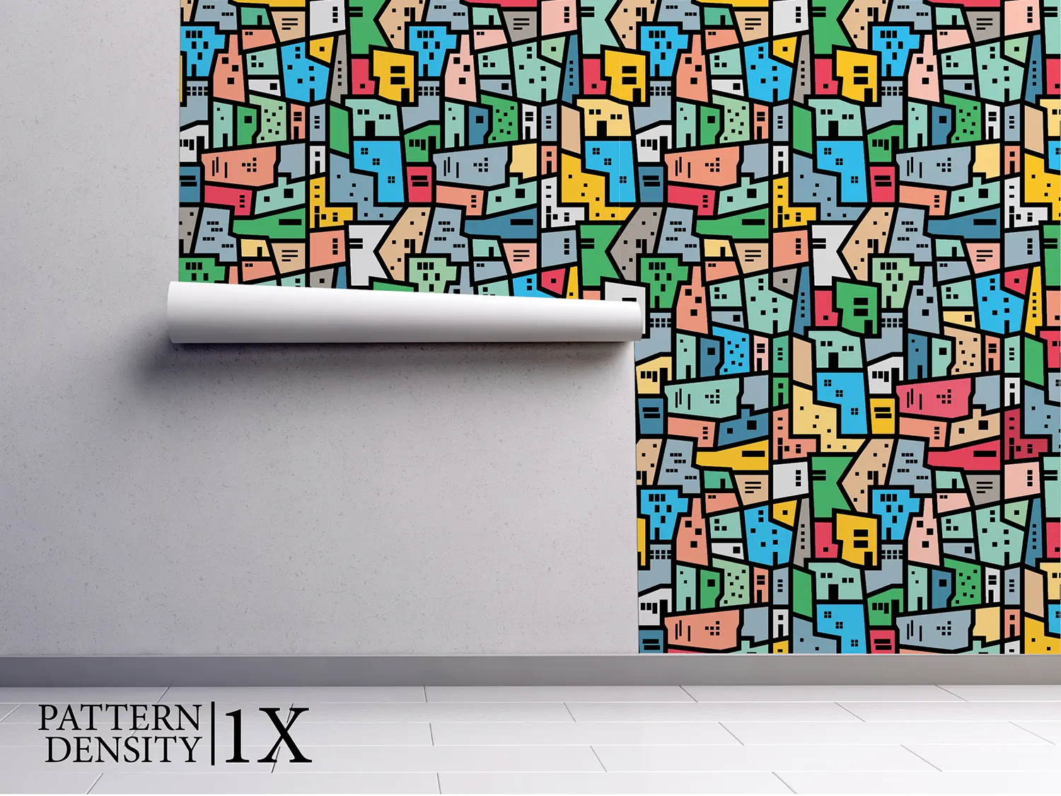 Brazilian Favela Seamless Pattern – Abstract Colourful City Block Design, merawalaprint. mera wala print