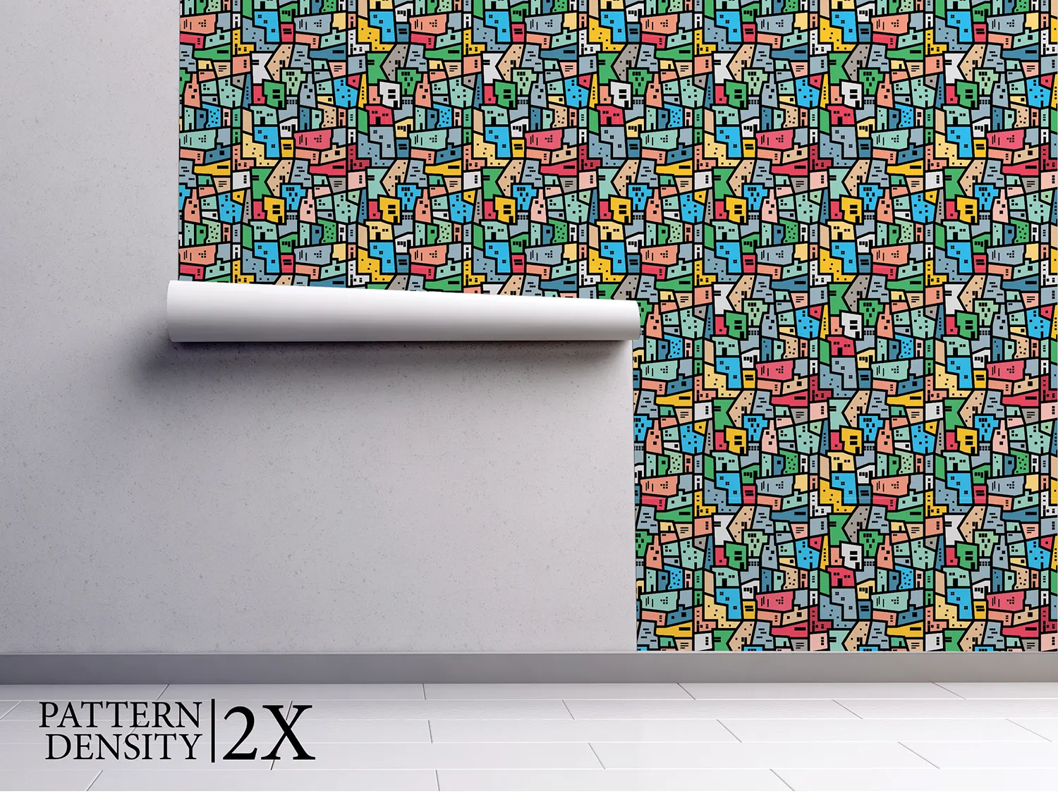Brazilian Favela Seamless Pattern – Abstract Colourful City Block Design, merawalaprint. mera wala print