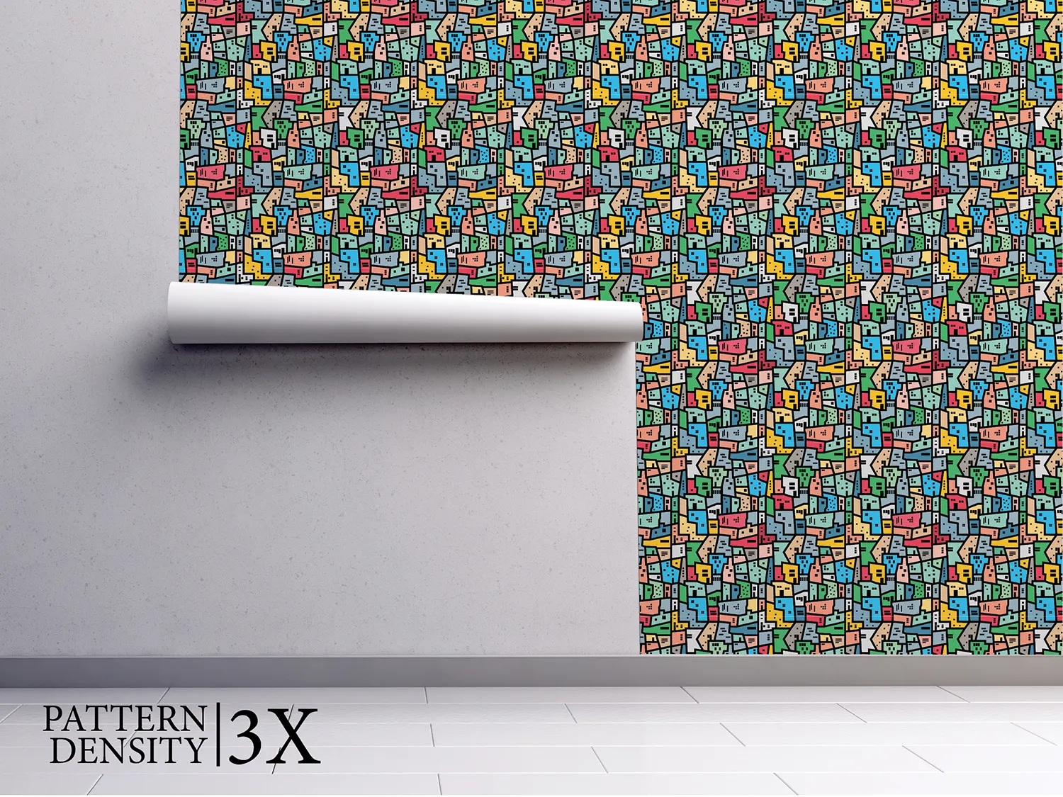 Brazilian Favela Seamless Pattern – Abstract Colourful City Block Design, merawalaprint. mera wala print