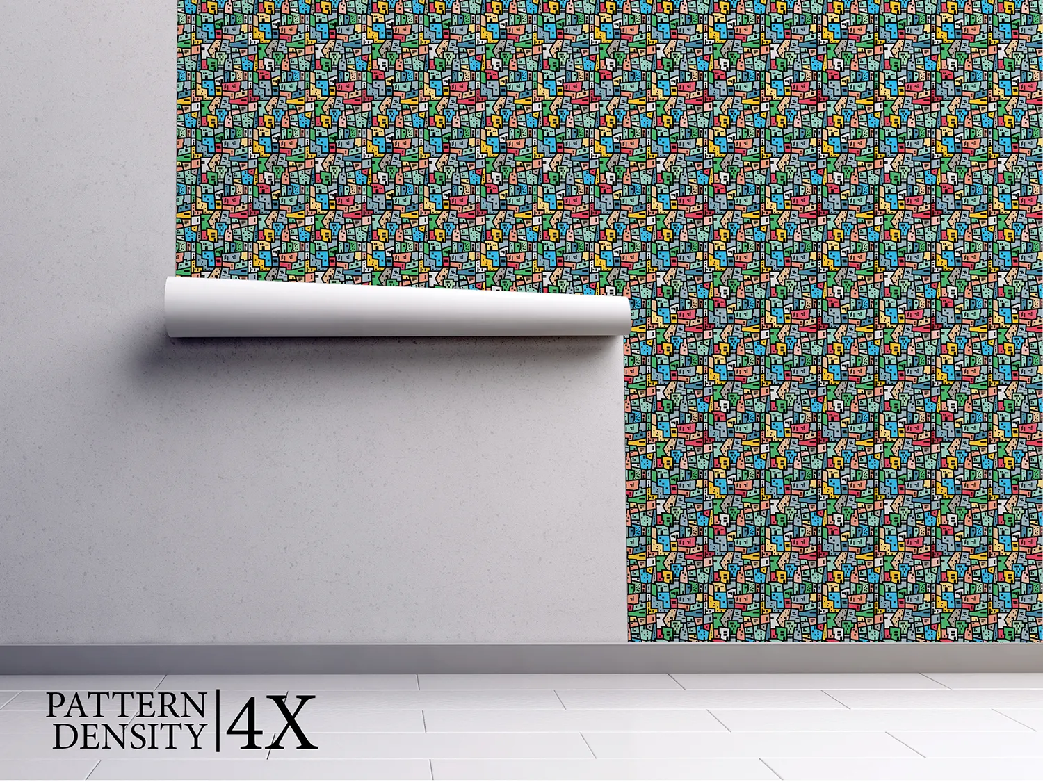 Brazilian Favela Seamless Pattern – Abstract Colourful City Block Design, merawalaprint. mera wala print