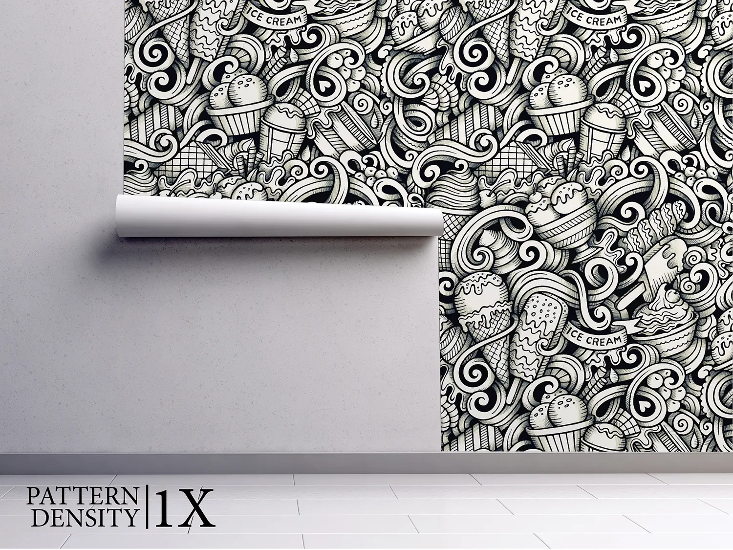 3D Ice Cream Doodles Pattern – Fun Cartoon Seamless Background Design, merawalaprint. mera wala print