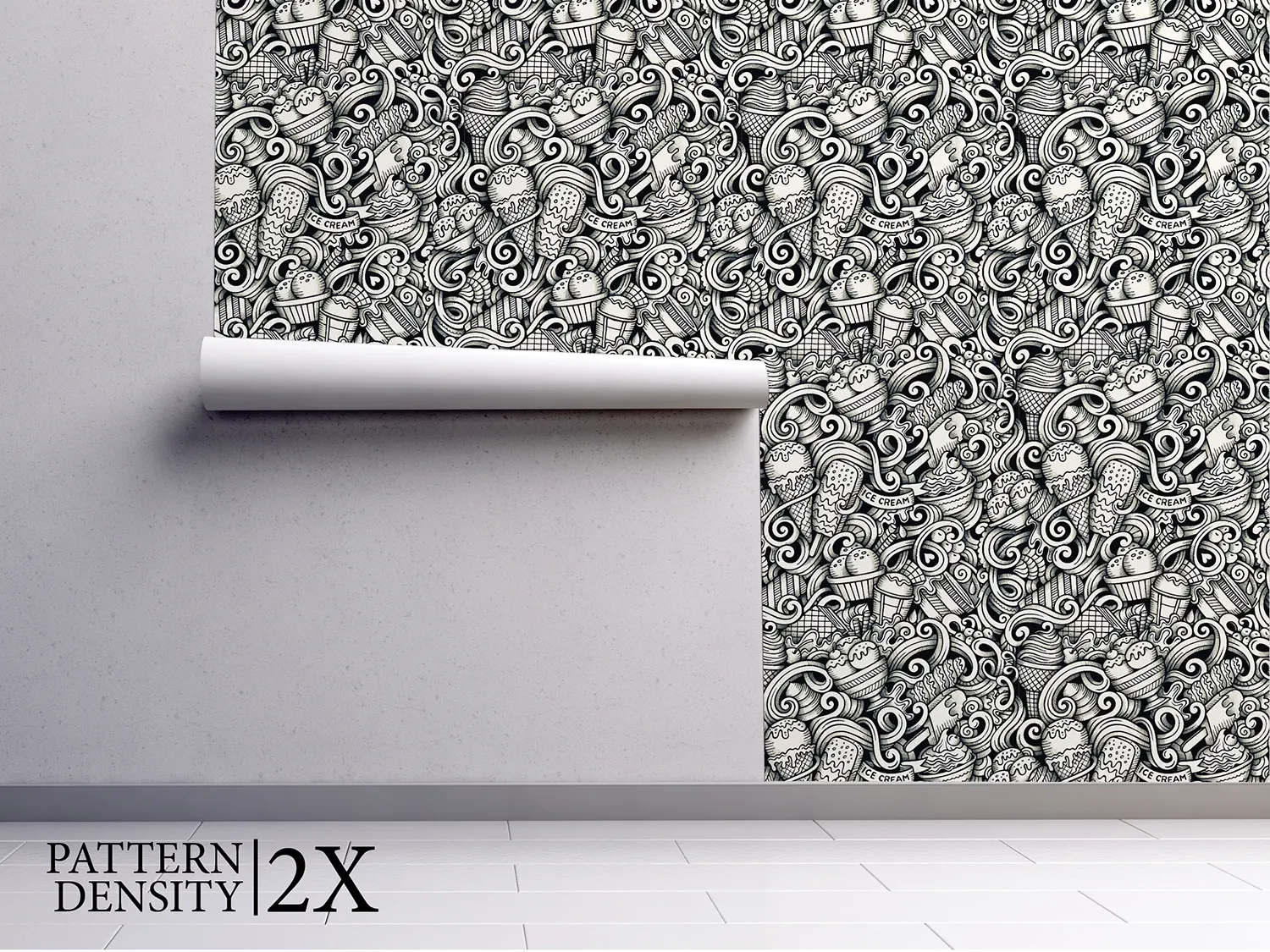3D Ice Cream Doodles Pattern – Fun Cartoon Seamless Background Design, merawalaprint. mera wala print