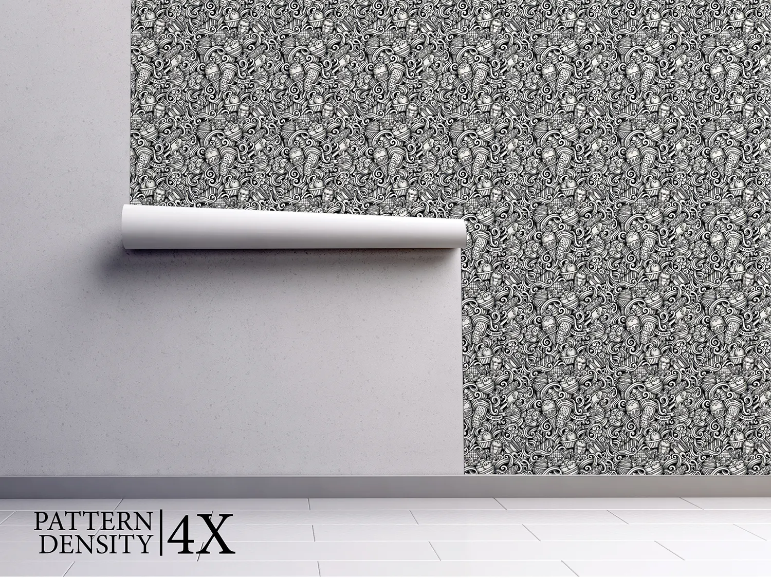 3D Ice Cream Doodles Pattern – Fun Cartoon Seamless Background Design, merawalaprint. mera wala print
