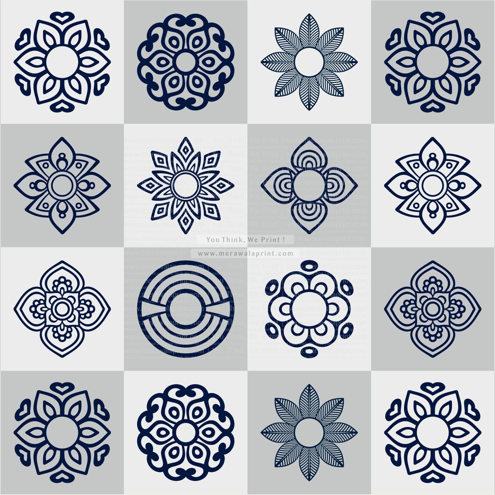 Ethnic mandala ornamental pattern peel and stick tile sticker