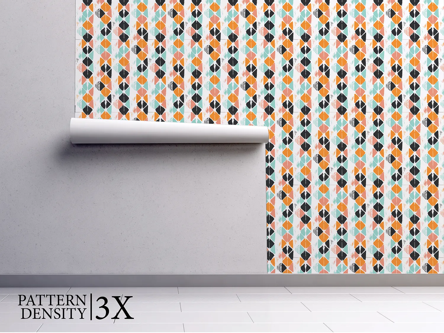 Hand-Drawn Rhombus Wallpaper – Multi-Coloured Geometric Pattern with Bold Contrast, merawalaprint. mera wala print