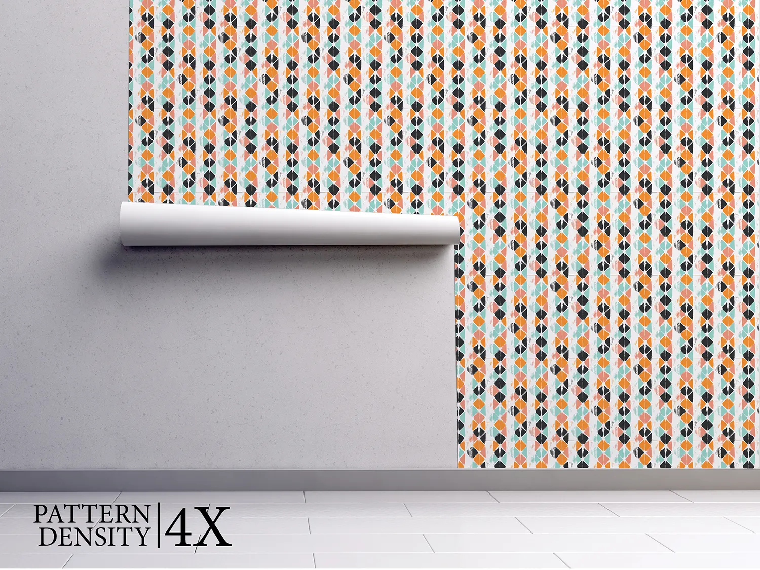 Hand-Drawn Rhombus Wallpaper – Multi-Coloured Geometric Pattern with Bold Contrast, merawalaprint. mera wala print