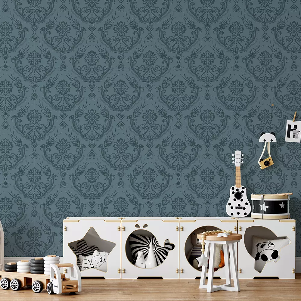 Luxury Grey Flowers Wallpaper – Elegant European Seamless Floral Design,