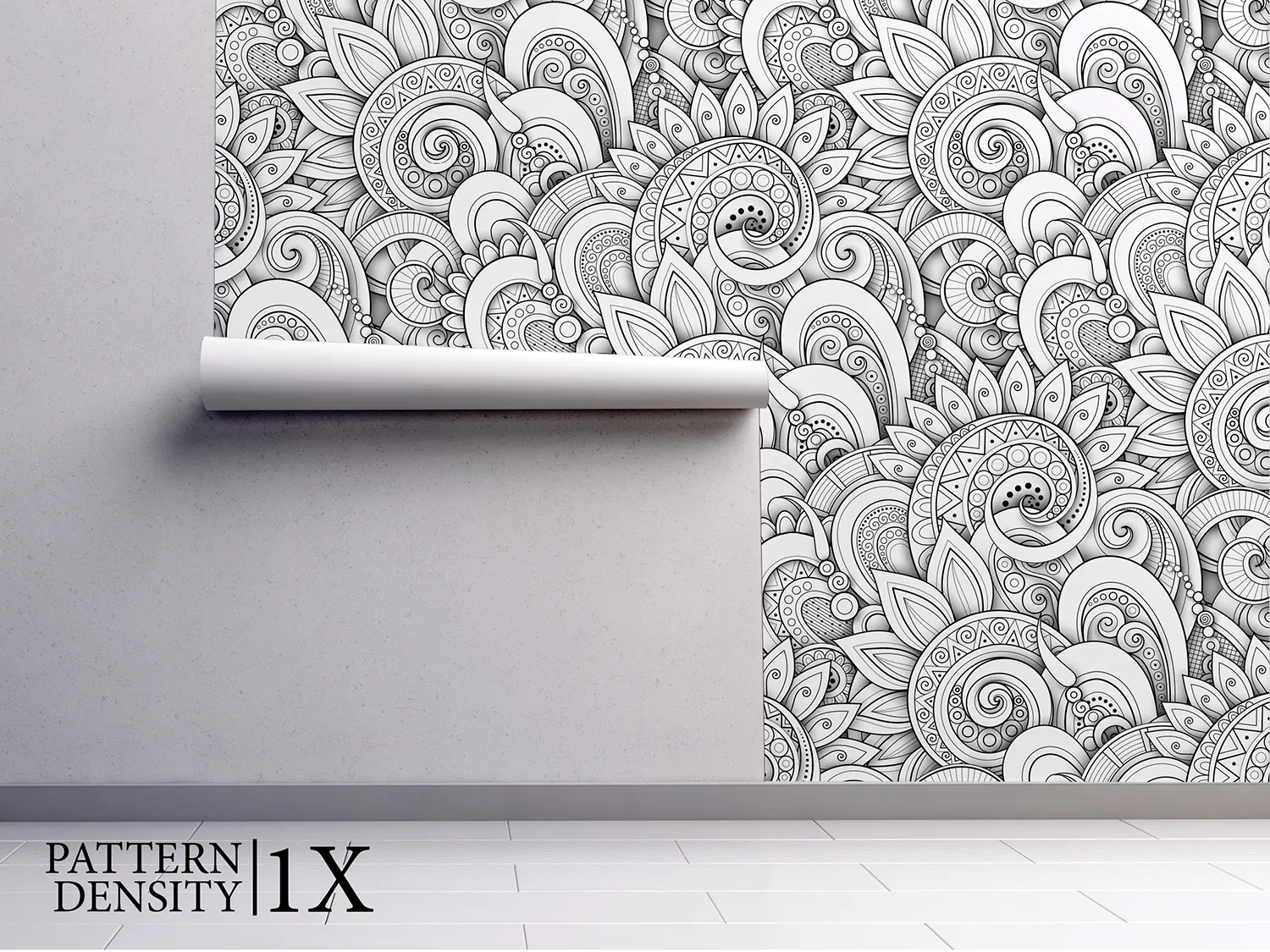 Monochrome Layered Motifs Wallpaper – Black & White Pattern with Embossed Depth, merawalaprint. mera wala print