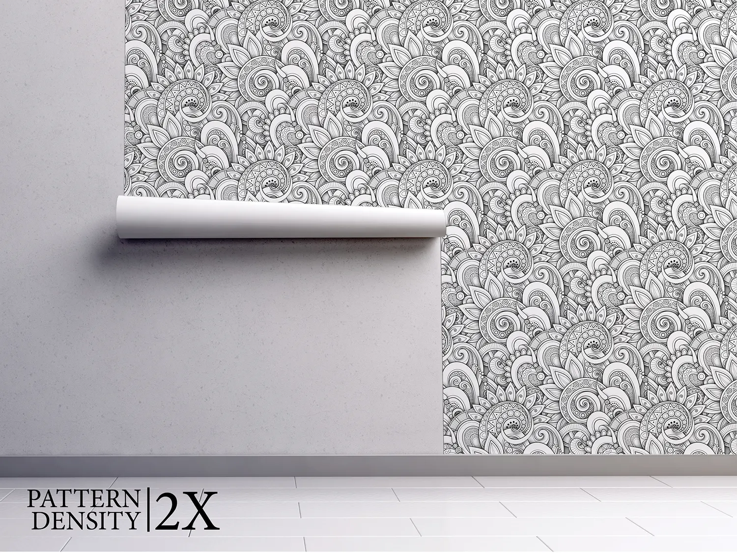 Monochrome Layered Motifs Wallpaper – Black & White Pattern with Embossed Depth, merawalaprint. mera wala print