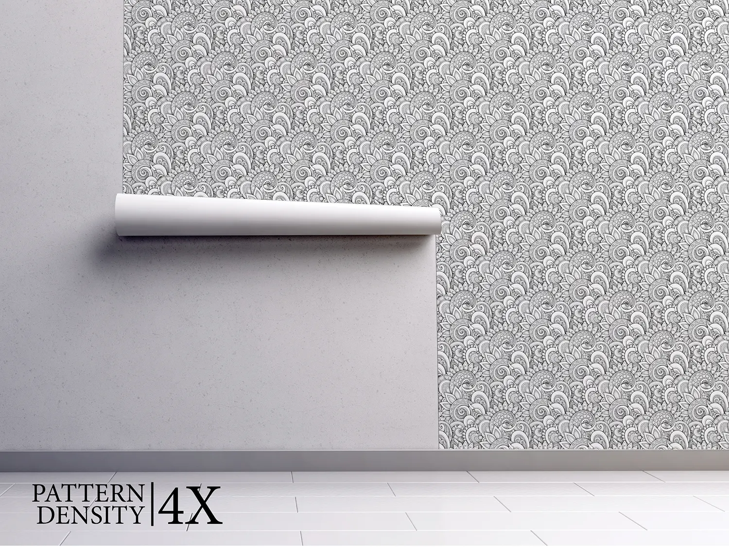 Monochrome Layered Motifs Wallpaper – Black & White Pattern with Embossed Depth, merawalaprint. mera wala print