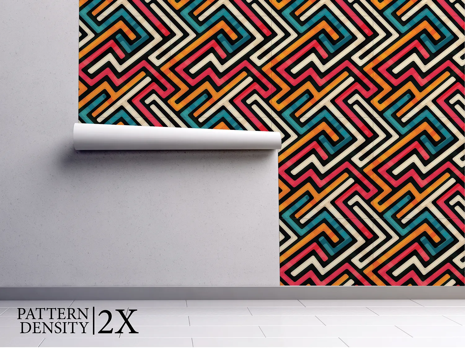 Neon Maze Wallpaper – Bright Modern Geometric Wall Pattern, merawalaprint. mera wala print