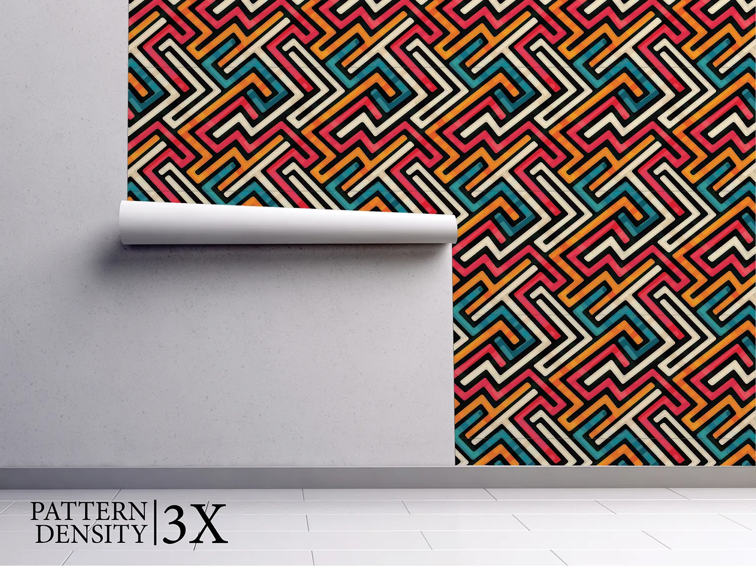 Neon Maze Wallpaper – Bright Modern Geometric Wall Pattern, merawalaprint. mera wala print