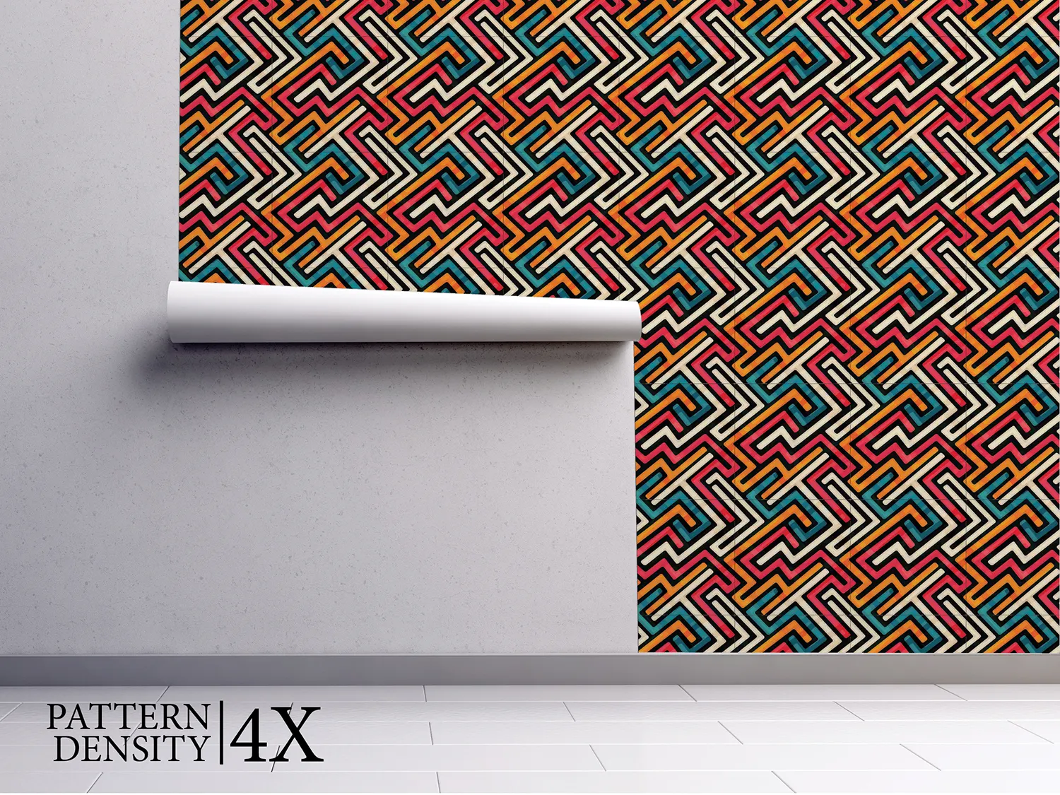 Neon Maze Wallpaper – Bright Modern Geometric Wall Pattern, merawalaprint. mera wala print