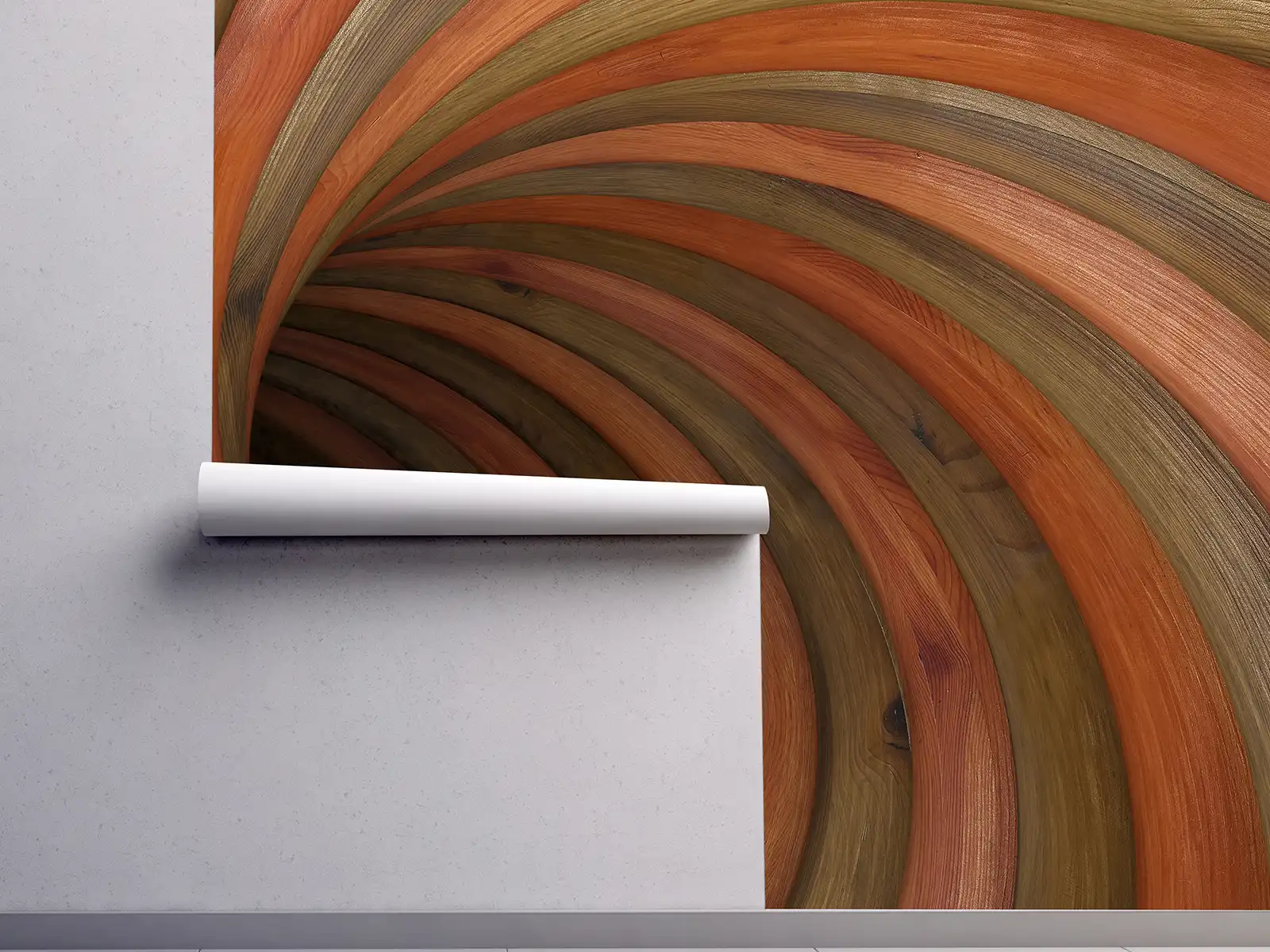 Abstract Wood Twisted Tunnel – Artistic 3D Wall Design for Modern Interiors, merawalaprint. mera wala print