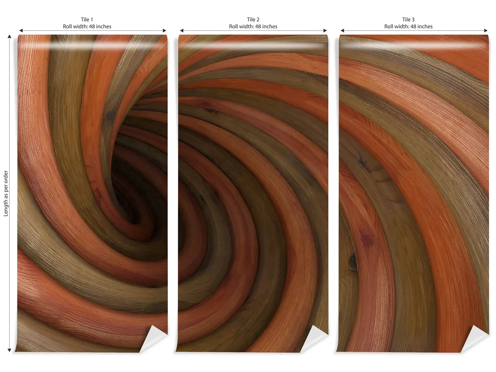 Abstract Wood Twisted Tunnel – Artistic 3D Wall Design for Modern Interiors, merawalaprint. mera wala print