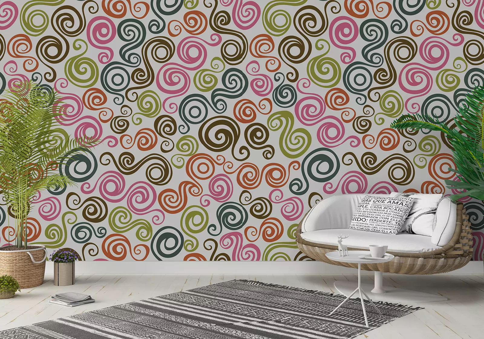 Ornamental Curls Wallpaper – Ice-Cream Swirl Inspired Decorative Pattern, merawalaprint. mera wala print
