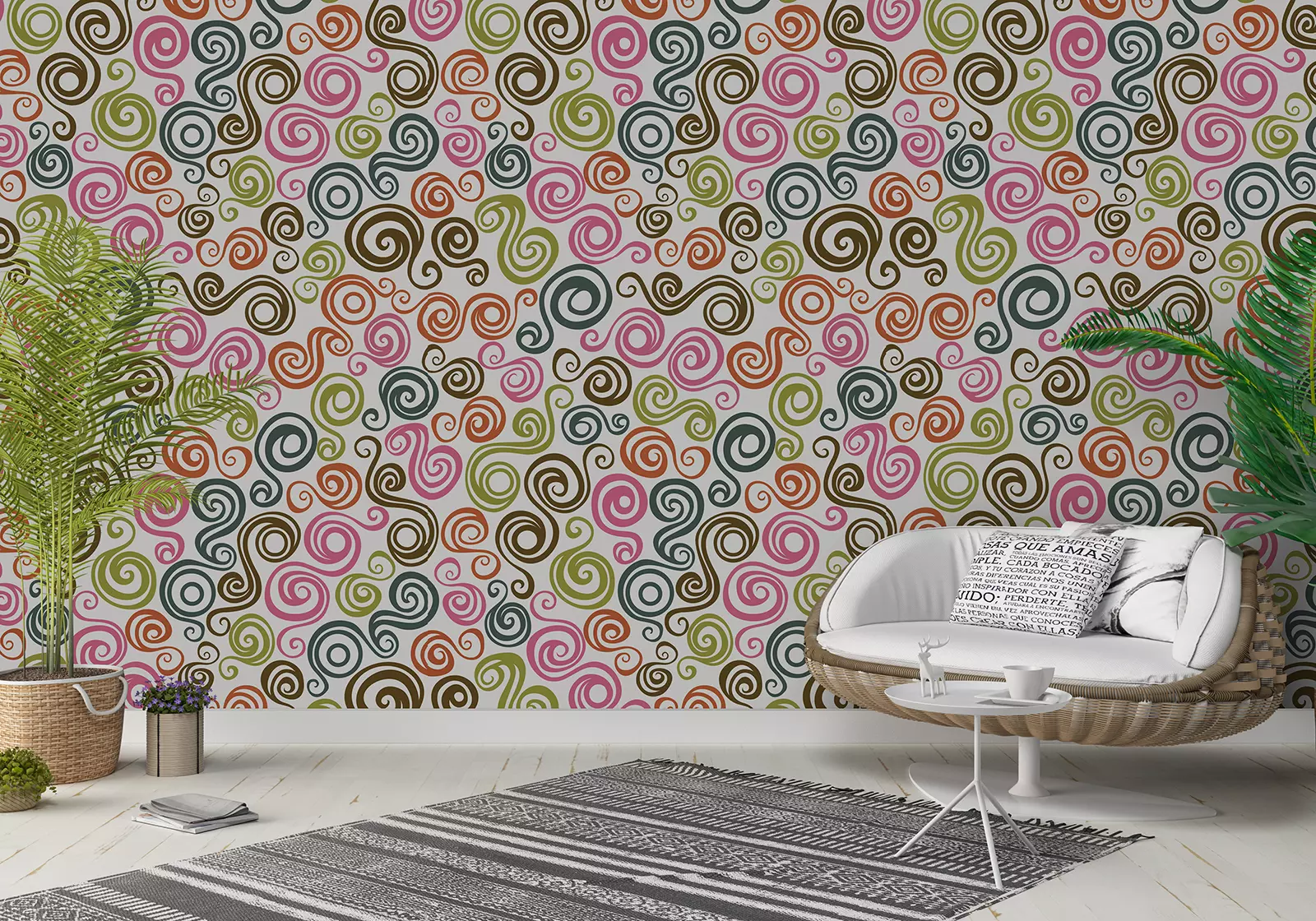 Ornamental Curls Wallpaper – Ice-Cream Swirl Inspired Decorative Pattern, merawalaprint. mera wala print