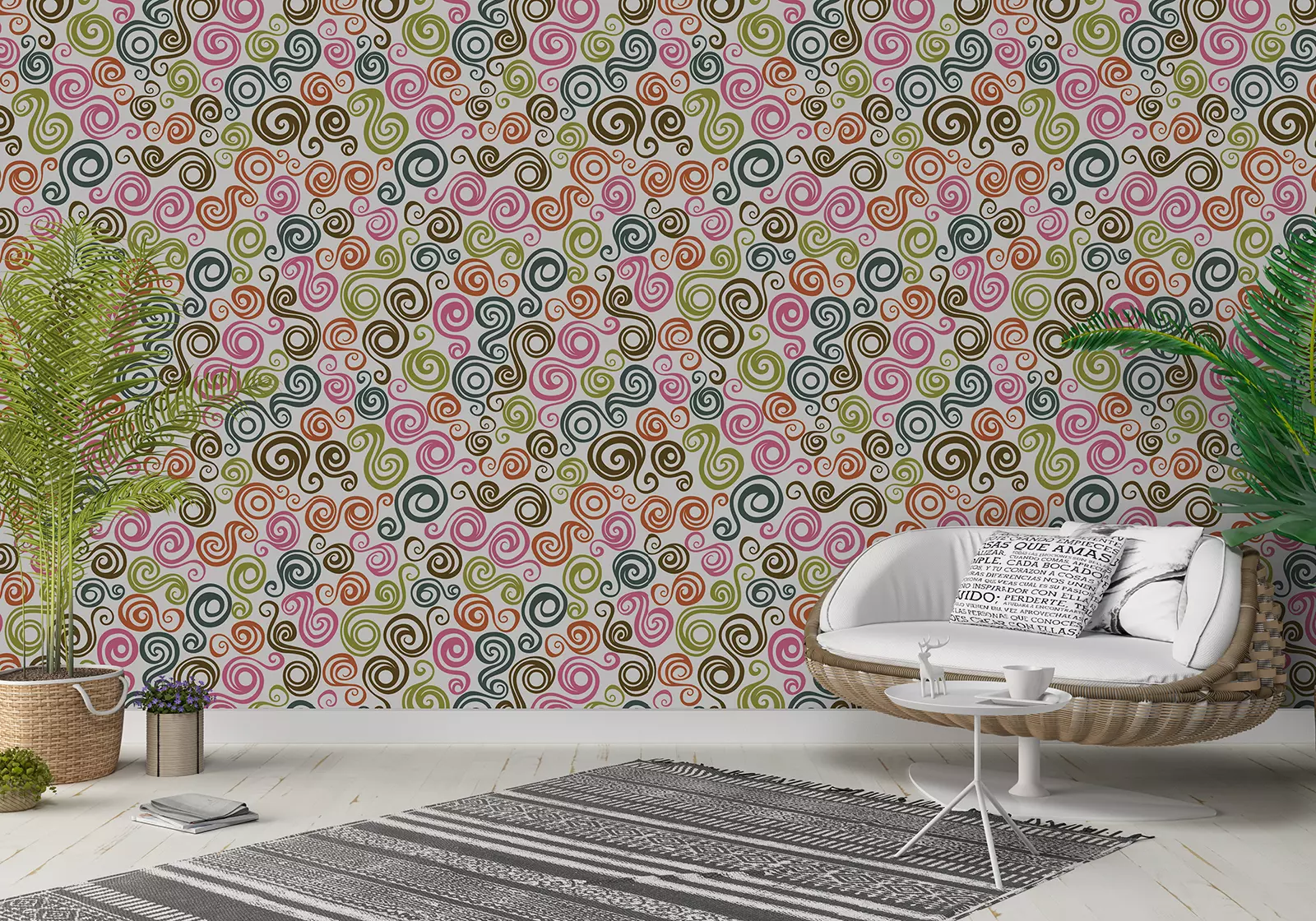Ornamental Curls Wallpaper – Ice-Cream Swirl Inspired Decorative Pattern, merawalaprint. mera wala print