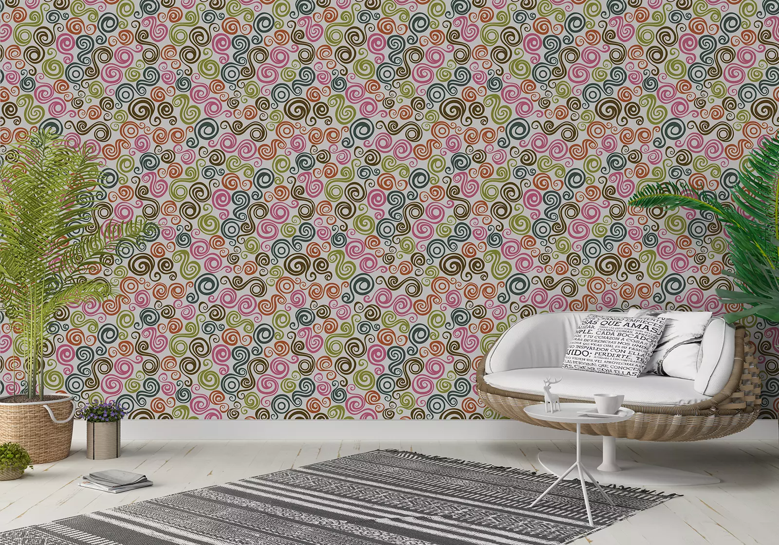 Ornamental Curls Wallpaper – Ice-Cream Swirl Inspired Decorative Pattern, merawalaprint. mera wala print