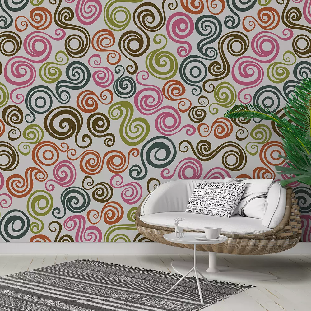 Ornamental Curls Wallpaper – Ice-Cream Swirl Inspired Decorative Pattern, merawalaprint. mera wala print