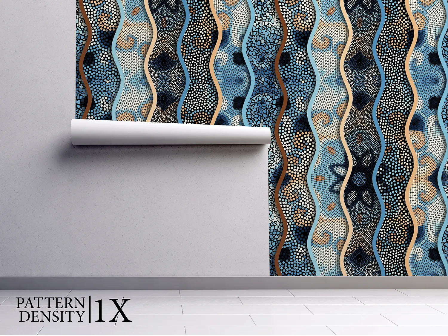 Ornamental Mosaic Wallpaper – Seamless Relief Waves Tile Pattern, merawalaprint. mera wala print
