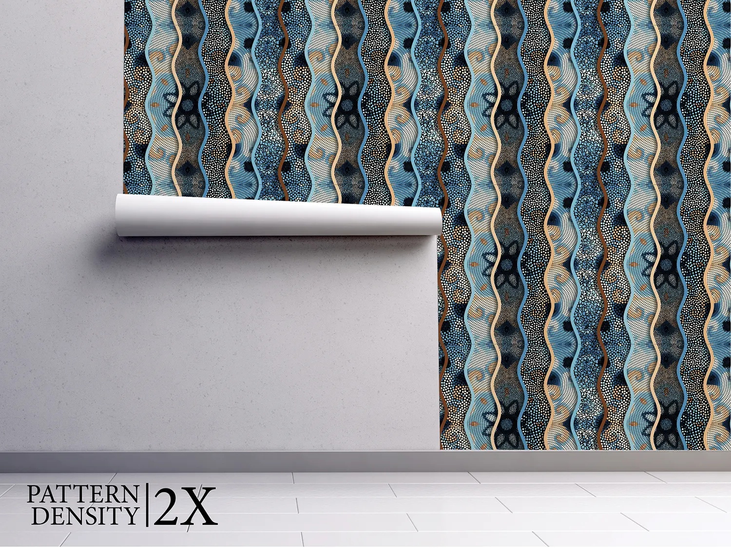 Ornamental Mosaic Wallpaper – Seamless Relief Waves Tile Pattern, merawalaprint. mera wala print