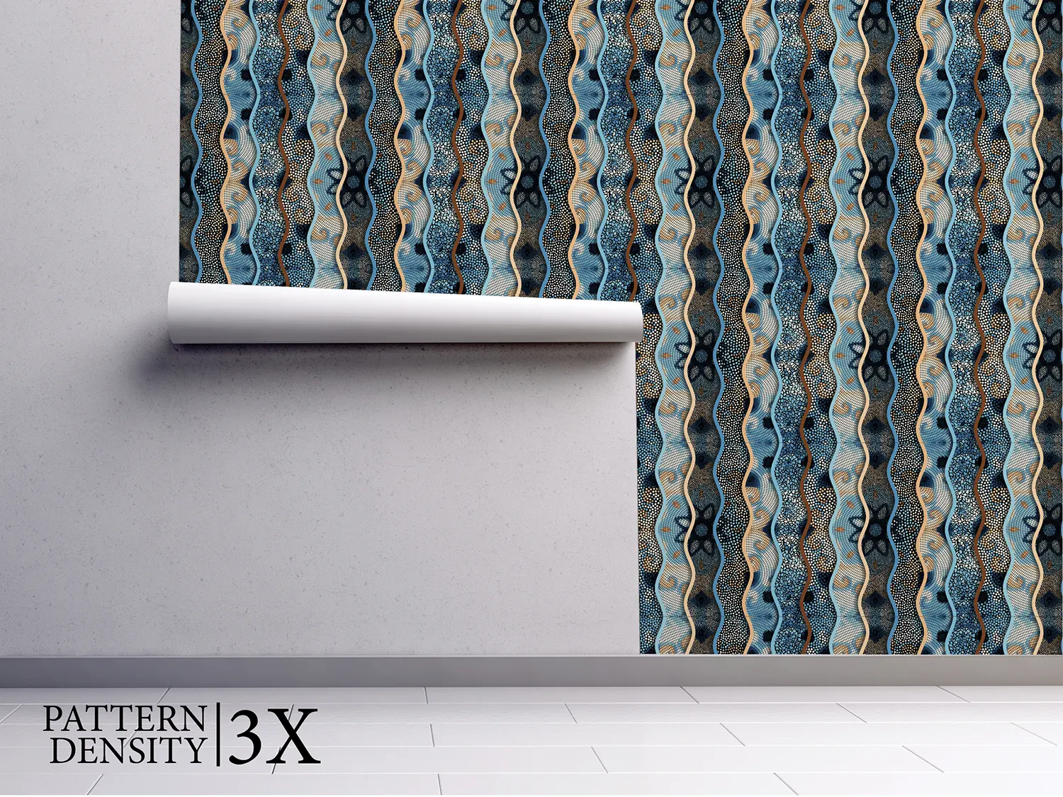 Ornamental Mosaic Wallpaper – Seamless Relief Waves Tile Pattern, merawalaprint. mera wala print