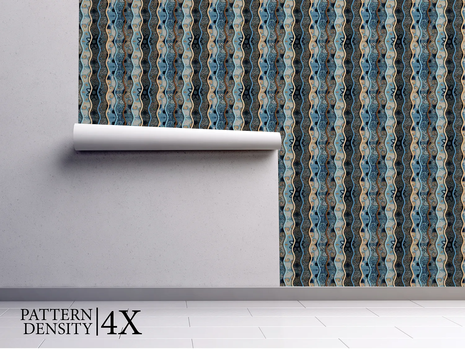 Ornamental Mosaic Wallpaper – Seamless Relief Waves Tile Pattern, merawalaprint. mera wala print