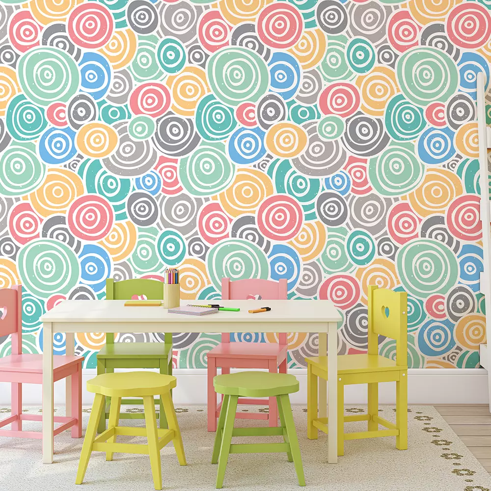 Pastel Candy Art Wallpaper – Retro Pop Art Seamless Pattern for Kids Room, merawalaprint. mera wala print