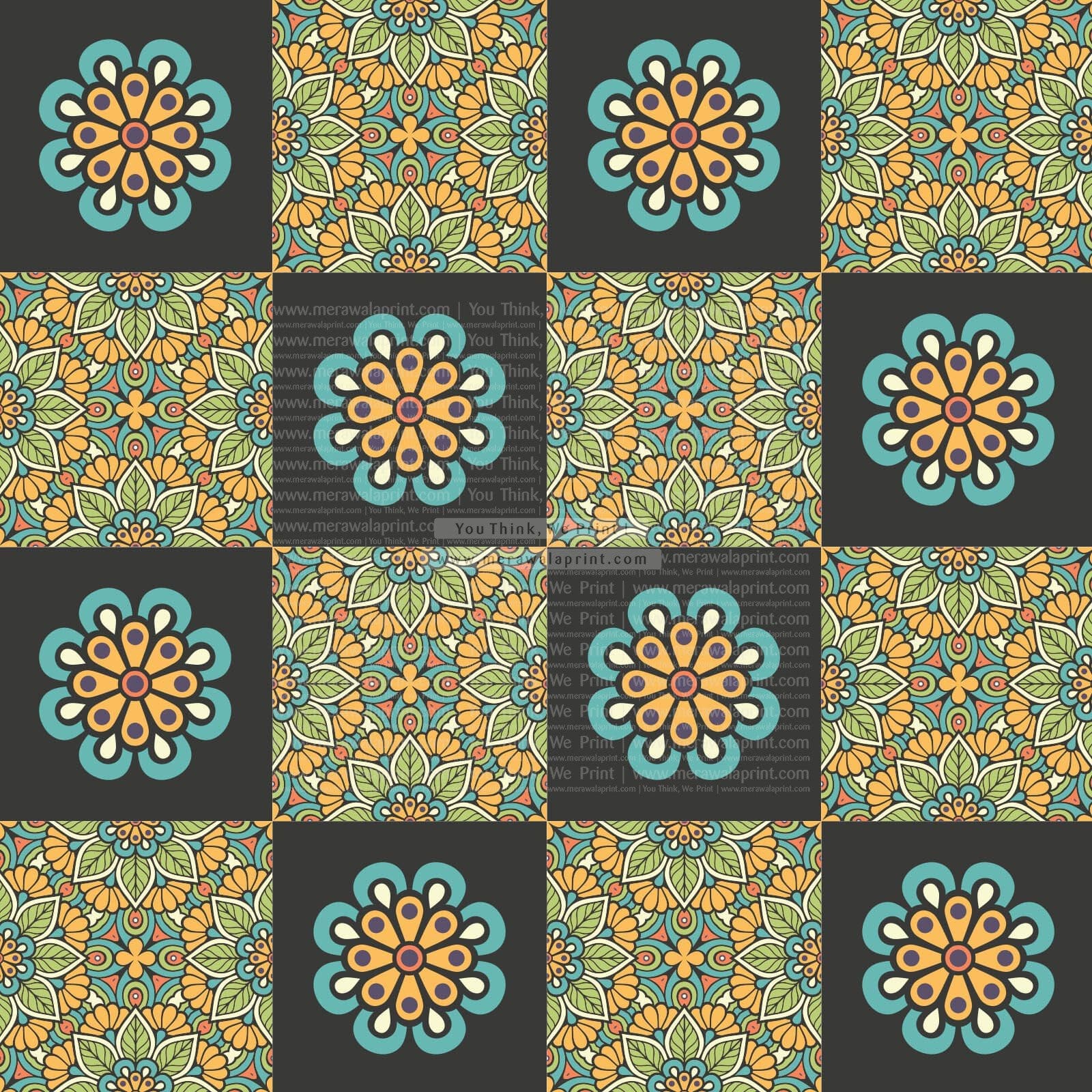 Scandinavian floral elements peel and stick tile stickers pastel shades Mera Wala Print Delhi.