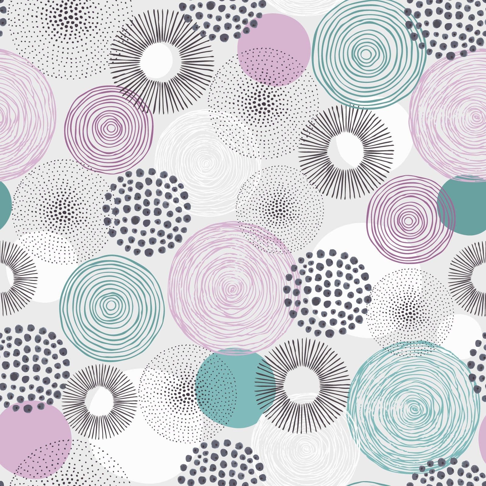 Endless Doodle Circles – Seamless Abstract Background Pattern, merawalaprint. mera wala print