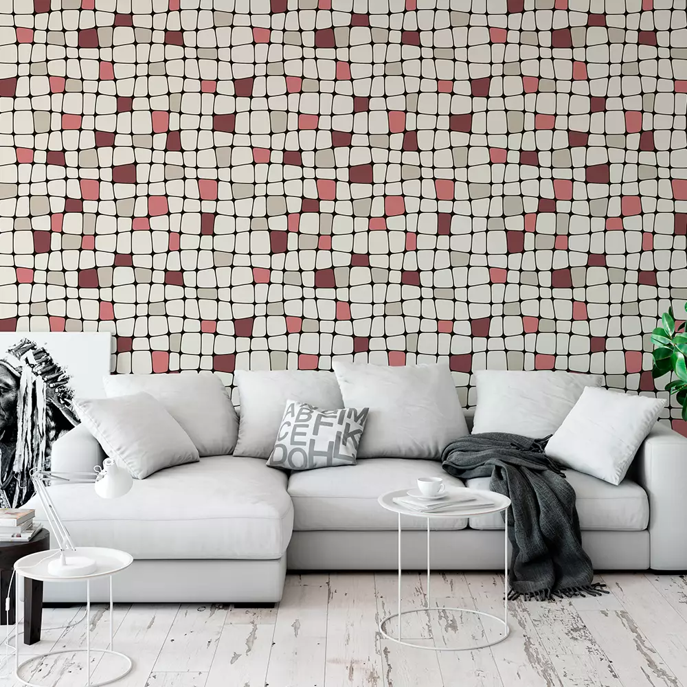 Grid Illusion Wallpaper – Stylish 3D Pastel Grid for Modern Interiors, merawalaprint. mera wala print