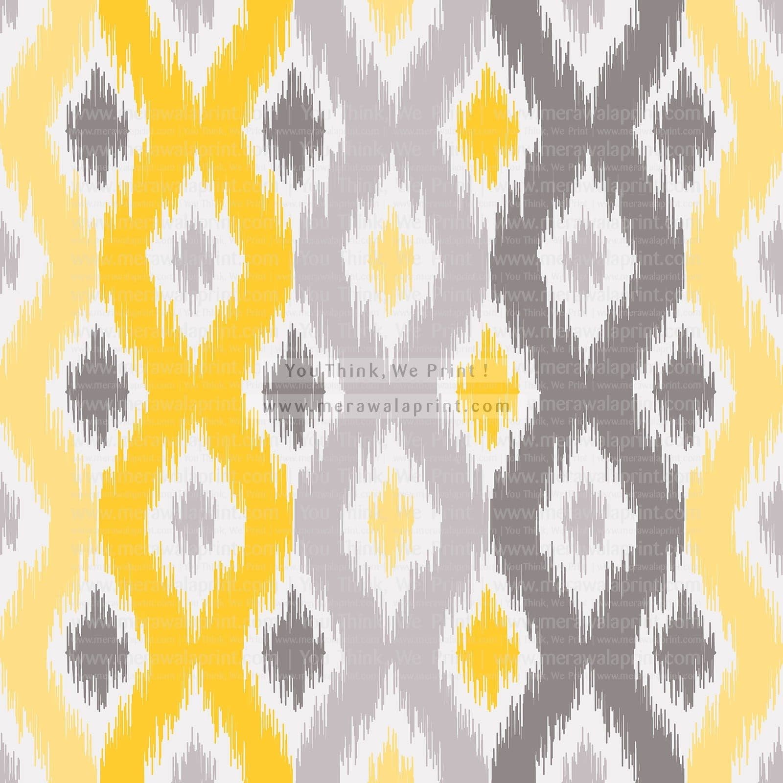 Yellow Ikat Fabric Wallpaper – Ethnic-Inspired Seamless Pattern for Vibrant Interiors, merawalaprint. mera wala print