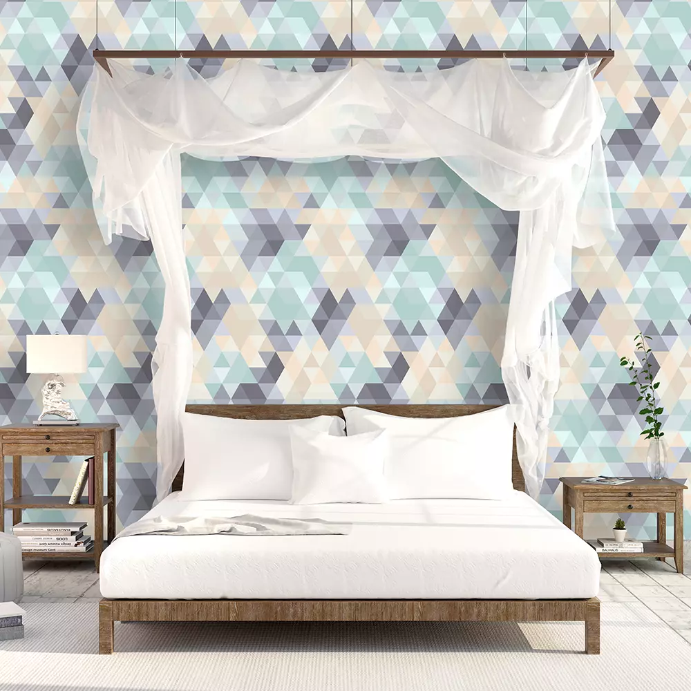 Retro Rhombus Wallpaper – Pastel Geometric Pattern for Bright Living Spaces