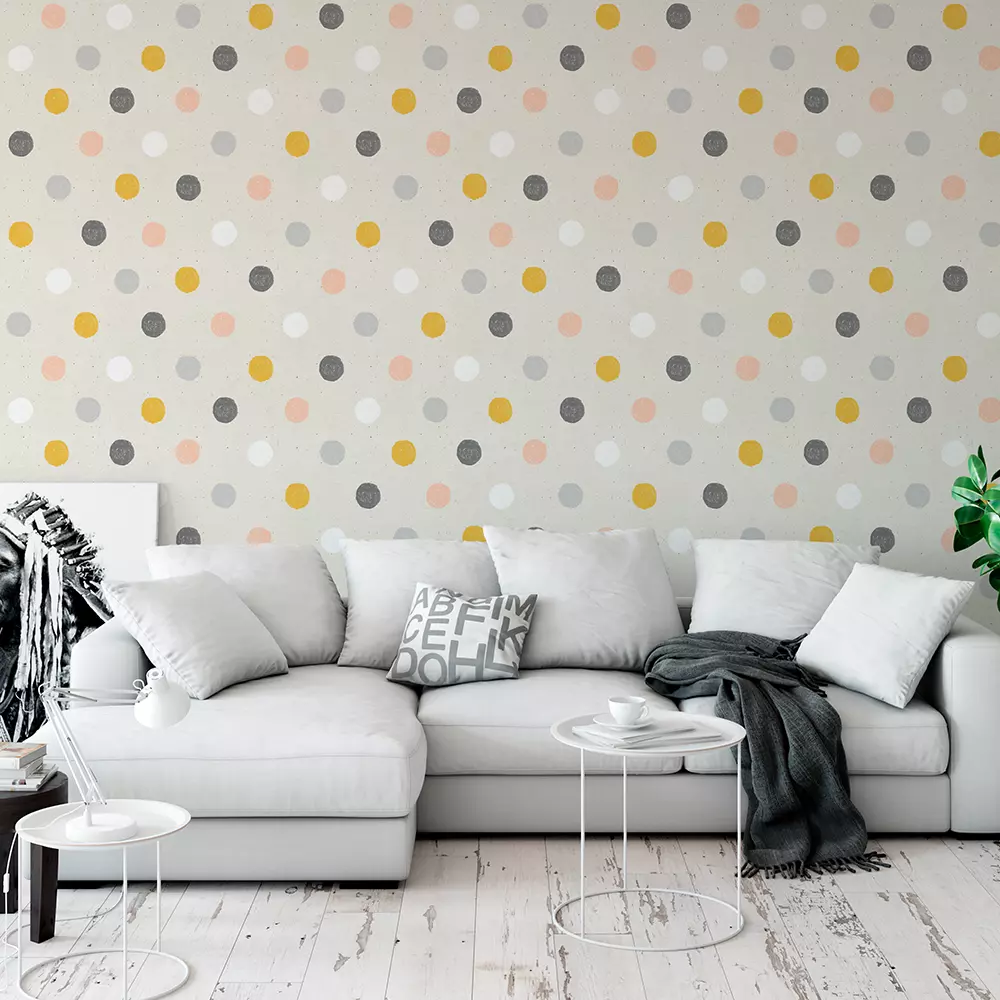 Chalk Dots Seamless Pattern – Handmade Multi-Coloured Dots on Paper Texture, merawalaprint. mera wala print