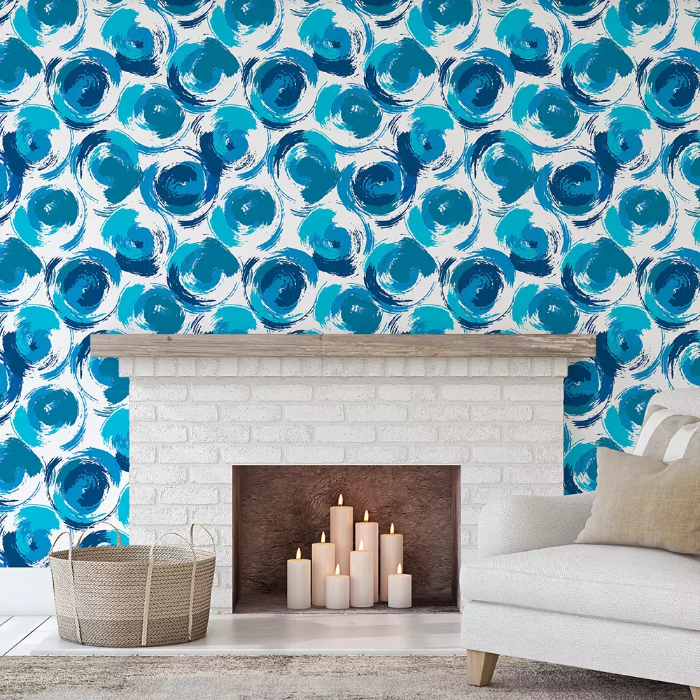 Blue Grunge Circle Seamless Pattern – Abstract Stylish Wallpaper Design, merawalaprint. mera wala print