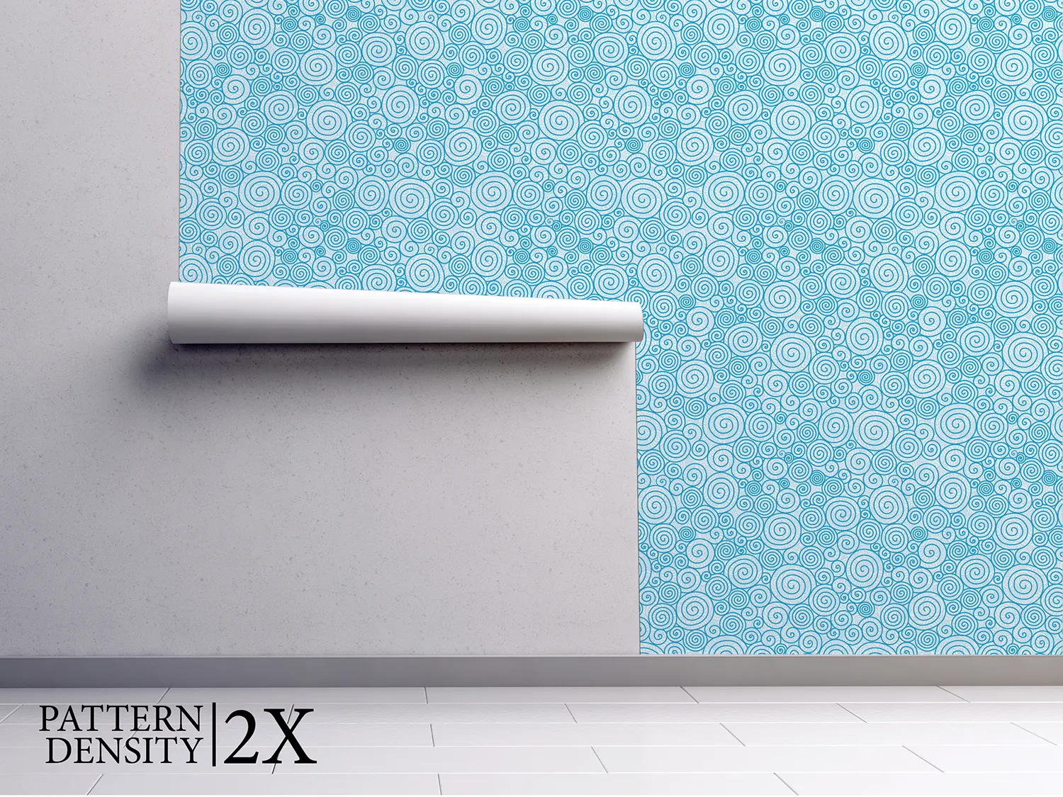 Blue Abstract Swirls Wallpaper – Seamless Hand-Drawn Curl Pattern in Vector Style, merawalaprint. mera wala print