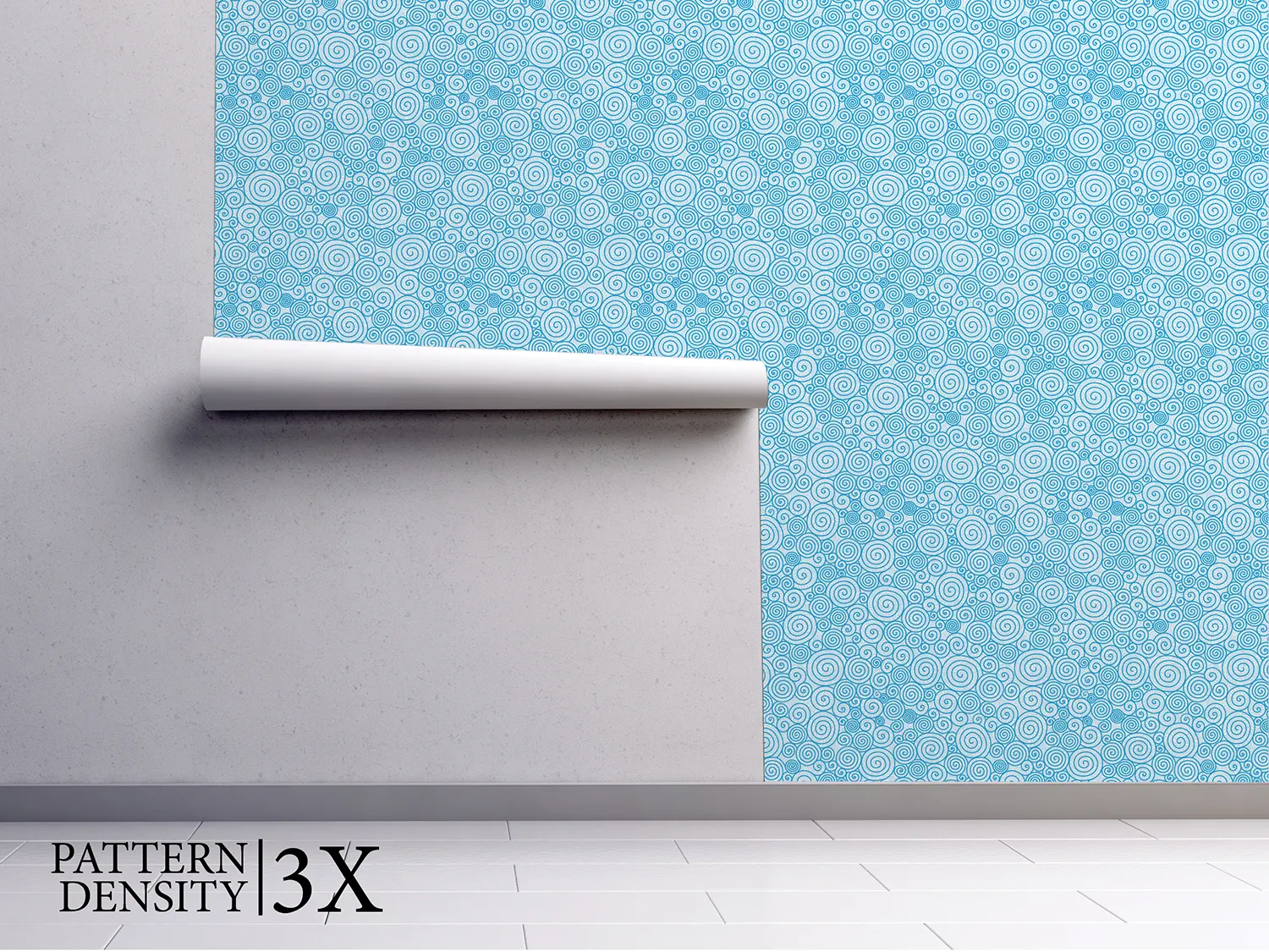 Blue Abstract Swirls Wallpaper – Seamless Hand-Drawn Curl Pattern in Vector Style, merawalaprint. mera wala print