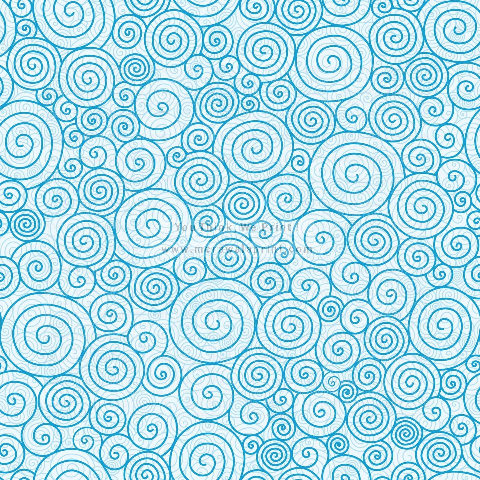 Blue Abstract Swirls Wallpaper – Seamless Hand-Drawn Curl Pattern in Vector Style, merawalaprint. mera wala print