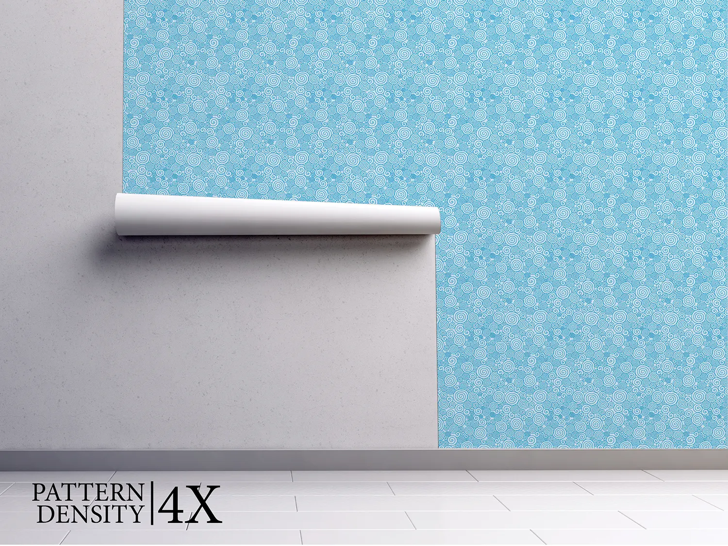 Blue Abstract Swirls Wallpaper – Seamless Hand-Drawn Curl Pattern in Vector Style, merawalaprint. mera wala print