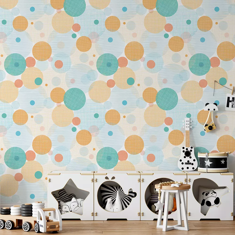 Mesh Dots Wallpaper – Abstract Seamless Pattern with Hand-Drawn Fabric Circles, merawalaprint. mera wala print
