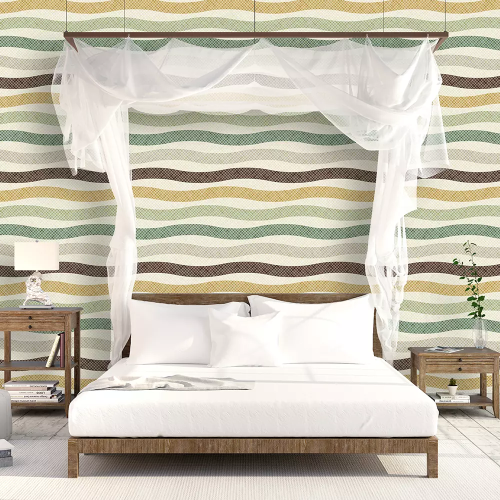 Pastel Wavy Mesh Stripes Wallpaper – Seamless Vector Pattern with Stylish Fabric Texture, merawalaprint. mera wala print